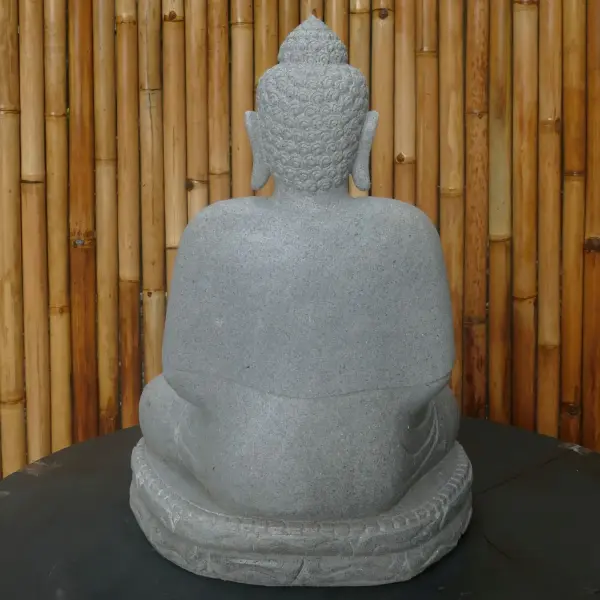 Product image 4 of the product “Seated Buddha made of Riverstone in Bhumisparsha - gesture of touching the earth. 60cm height. ”
